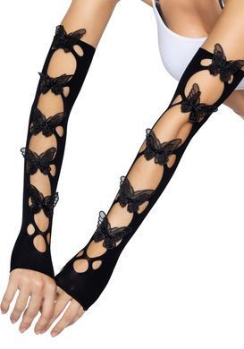 Митенки Leg Avenue Butterfly applique arm warmers Black, бабочки SO8575 фото Купить   Leg Avenue (США) 969 грн