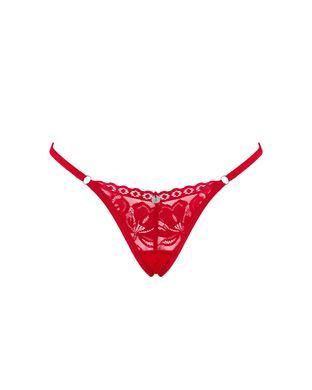 Кружевные стринги Obsessive Lacelove thong XS/S Red, низкая посадка SO8661 фото Купить   Obsessive (Польща) 553 грн