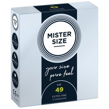 Презервативи Mister Size - pure feel - 49 (3 condoms), товщина 0,05 мм SO8033 фото Купити Презервативи Mister Size - pure feel - 49 (10 condoms), товщина 0,05 мм  Mister Size (Німеччина) 119 грн