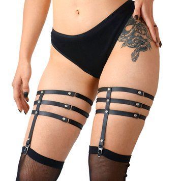 Гартеры со стразами Art of Sex - Floy, натуральная кожа, Размер XS - 2XL, цвет Черный SO7494 фото Купить   Art of Sex  480 грн