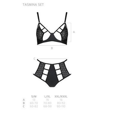 Комплект белья Passion TASMINA SET L/XL black, лиф, высокие трусики с корсетом сзади SO8490 фото Купить   Passion (Польща) 4 018 грн