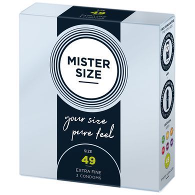 Презервативи Mister Size - pure feel - 49 (3 condoms), товщина 0,05 мм SO8033 фото Купити Презервативи Mister Size - pure feel - 49 (10 condoms), товщина 0,05 мм  Mister Size (Німеччина) 119 грн