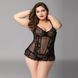 Кружевной корсет JSY &laquo;Сексуальная Белла&raquo; Plus Size Black, мелкая сетка, гипюр, чашки с косточками SO8364 фото 2