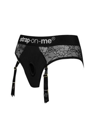 Кружевные трусы для страпона с подвязками для чулок Strap-On-Me DIVA HARNESS - S SO5096 фото Купить   Strap-On-Me (Франція) 2 115 грн