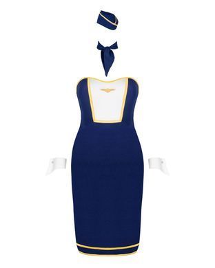 Еротичний костюм стюардеси Obsessive Stewardess uniform XS/S, blue, сукня, пілотка, шарф, манжети SO7729 фото Купити Еротичний костюм стюардеси Obsessive Stewardess uniform XS/S, blue, сукня, пілотка, шарф, манжети  Obsessive (Польща) 2 549 грн
