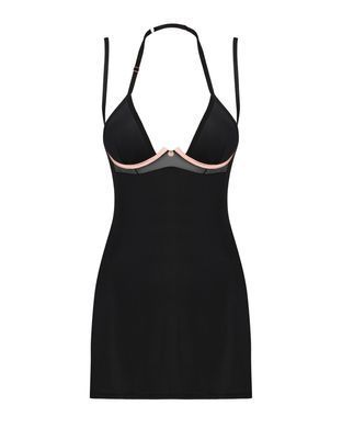 (SALE) Сорочка Obsessive Selinne chemise & thong XS/S Black, стринги, двойные бретели SO8670 фото Купить   Obsessive (Польща) 1 903 грн