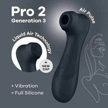 Вакуумный клиторальный стимулятор Satisfyer Pro 2 Generation 3 with Liquid Air Dark Grey SO8402 фото Купить   Satisfyer (Німеччина) 2 540 грн