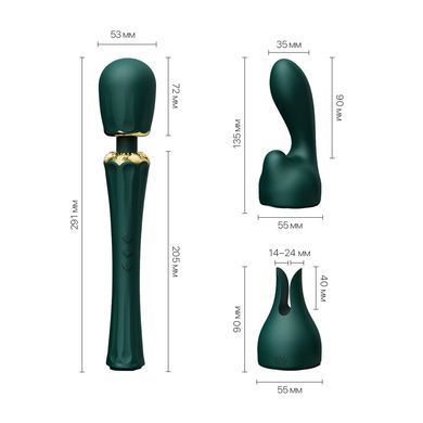 Вибромассажер с насадками Zalo &mdash; Kyro Wand Turquoise Green SO6650 фото Купить   Zalo (США) 4 591 грн