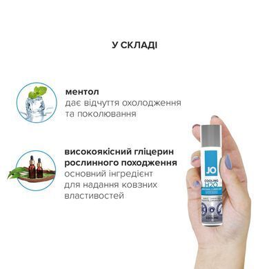Охолоджувальна змазка на водній основі JO H2O COOLING (60 мл) з ментолом, рослинний гліцерин SO1680 фото Купити Охолоджувальна змазка на водній основі JO H2O COOLING (60 мл) з ментолом, рослинний гліцерин  JO (США) 480 грн