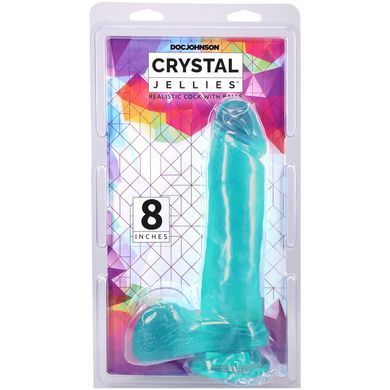 Упаковка Doc Johnson Crystal Jellies Realistic Cock with Balls 8 Inch Teal