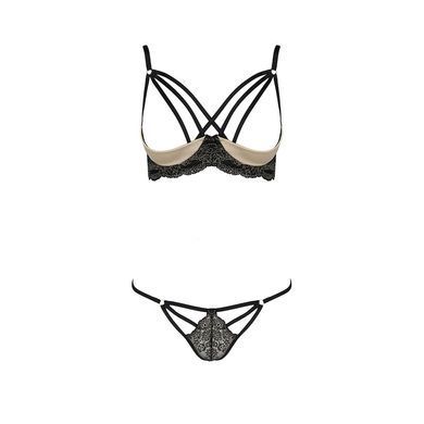 Комплект белья Passion Exclusive VALERY SET OpenBra L/XL, black, стрэпы, трусики, открытый лиф PS25104 фото Купить   Passion (Польща) 2 263 грн