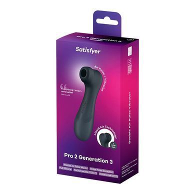 Вакуумний кліторальний стимулятор Satisfyer Pro 2 Generation 3 with Liquid Air Dark Grey SO8402 фото Купити Вакуумний кліторальний стимулятор Satisfyer Pro 2 Generation 3 with Liquid Air Dark Grey  Satisfyer  2 389 грн