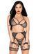 Комплект Leg Avenue Net Bra Top, String & Harness Set One Size Black &mdash; фото 1