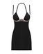 (SALE) Сорочка Obsessive Selinne chemise & thong XS/S Black, стринги, двойные бретели SO8670 фото 3