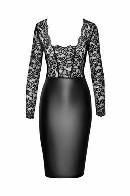 Платье Noir Handmade F295 Euphoria, S, black, кружево, глубокое декольте, юбка миди под латекс SX0207 фото Купить   Noir Handmade (Польща) 2 771 грн