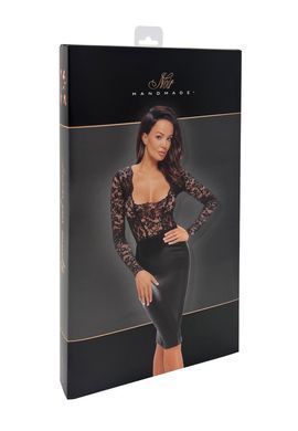 Платье Noir Handmade F295 Euphoria, S, black, кружево, глубокое декольте, юбка миди под латекс SX0207 фото Купить   Noir Handmade (Польща) 2 771 грн