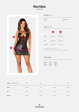 Сорочка Obsessive Norides chemise & thong XL/2XL SX1162 фото Купити Сорочка Obsessive Norides chemise & thong XS/S  Obsessive (Польща) 1 376 грн