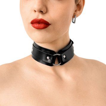 БДСМ-ошейник с кольцом Art of Sex - Martina Collar with ring, натуральная кожа, цвет черный SX0517 фото Купить   Art of Sex  1 126 грн