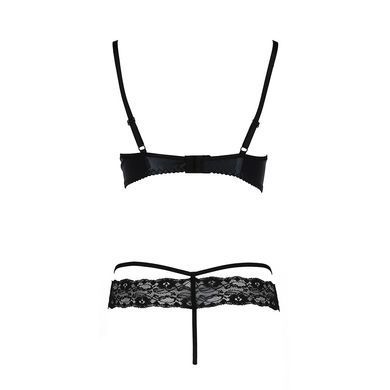 Комплект белья Passion Exclusive NORTH SET L/XL, black, лиф и трусики с элементами под латекс PS24007 фото Купить   Passion  2 065 грн