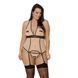 Корсет с пажами Passion VIENA CORSET 4XL/5XL, beige, контрастный, бантики, вставка-сетка, стринги SO7113 фото 1
