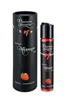 Массажное масло Plaisirs Secrets Strawberry (59 мл) с афродизиаками, съедобное, подарочная упаковка SO1842 фото Купить   Plaisirs Secrets (Франція) 489 грн