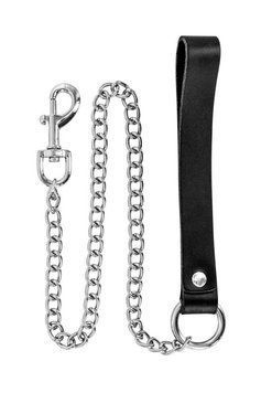 Поводок из натуральной кожи Fetish Tentation Premium Metal leash with cowhide leather wrist 72 см SX1096 фото Купить   Fetish Tentation (Франція) 600 грн