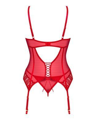 Комплект корсет и стринги Obsessive Ingridia corset & thong XS/S, красный SO9028 фото Купить   Obsessive (Польща) 2 189 грн