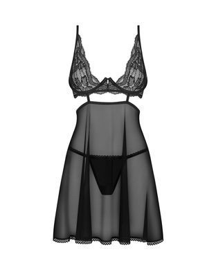 Бебі-дол Obsessive Nutris babydoll & thong XS/S SX1163 фото Купити Бебі-дол Obsessive Nutris babydoll & thong XS/S  Obsessive (Польща) 2 069 грн