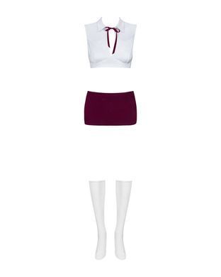 Еротичний костюм студентки Obsessive Student 4 pcs costume S/M, топ, спідниця, стринги, гольфи SO7731 фото Купити Еротичний костюм студентки Obsessive Student 4 pcs costume S/M, топ, спідниця, стринги, гольфи  Obsessive (Польща) 1 727 грн
