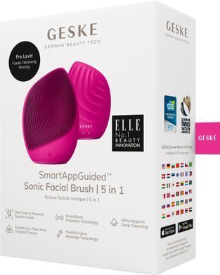 Електронна ультразвукова щітка для обличчя GESKE Sonic Facial Brush 5в1 magenta HB0065 фото Купити Електронна ультразвукова щітка для обличчя GESKE Sonic Facial Brush 5в1 magenta  GESKE 1 279 грн