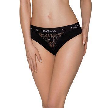 Трусики с широкой резинкой и кружевом Passion PS001 PANTIES M, black SO4160 фото Купить   Passion (Польща) 757 грн