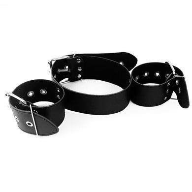 Ошейник с наручниками из натуральной кожи Art of Sex - Bondage Collar with Handcuffs SO6618 фото Купить   Art of Sex  618 грн