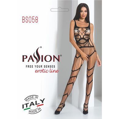Бодистокинг Passion BS058 black, комбинезон, очень воздушный PBS058B фото Купить   Passion (Польща) 803 грн