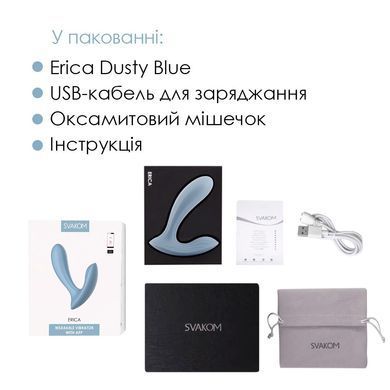 Смарт-вібратор в трусики Svakom Erica Dusty Blue, дуже гнучкий, 2 мотори SO8978 фото Купити Смарт-вібратор в трусики Svakom Erica Dusty Blue, дуже гнучкий, 2 мотори  Svakom  3 093 грн