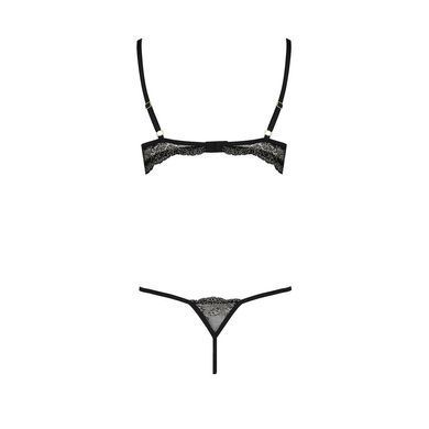 Комплект белья Passion Exclusive VALERY SET OpenBra XXL/XXXL, black, стрэпы, трусики, открытый лиф PS25106 фото Купить   Passion (Польща) 2 263 грн