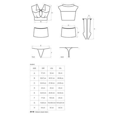 Еротичний костюм студентки Obsessive Student 4 pcs costume S/M, топ, спідниця, стринги, гольфи SO7731 фото Купити Еротичний костюм студентки Obsessive Student 4 pcs costume S/M, топ, спідниця, стринги, гольфи  Obsessive (Польща) 1 727 грн