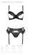 Комплект Passion KERRIA SET WITH OPEN BRA black, L/XL, бюстгальтер с открытой чашкой, стринги, пояс для чулок SX0494 фото 5