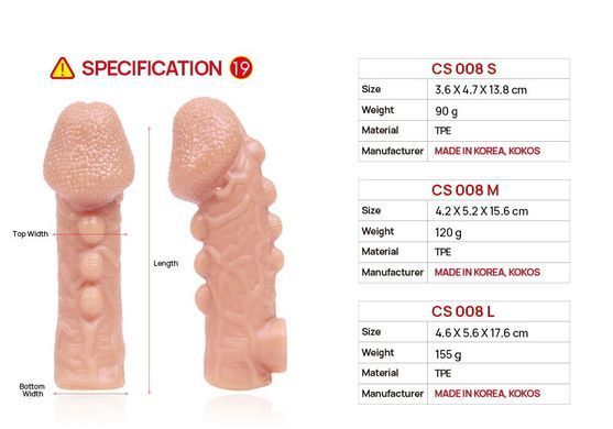 Насадка на член Kokos Cock Sleeve CS 008 M SX1465 фото Купить   Kokos (Південна Корея) 618 грн