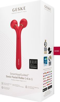 Електронний ультразвуковий ролик для обличчя GESKE Sonic Facial Roller 4в1 red HB0633 фото Купити Електронний ультразвуковий ролик для обличчя GESKE Sonic Facial Roller 4в1 red  GESKE 1 699 грн