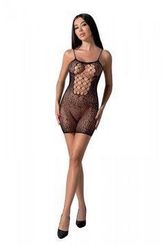 Ажурное мини-платье на тонких бретелях Passion BS096 One Size, black, плетение на груди SO8929 фото Купить   Passion (Польща) 803 грн