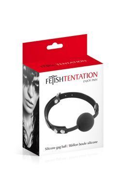 Классический кляп с силиконовым шариком Fetish Tentation Silicone Gag Ball Black SO4038 фото Купить   Fetish Tentation (Франція) 720 грн