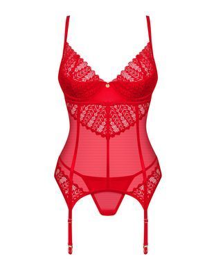 Комплект корсет и стринги Obsessive Ingridia corset & thong M/L, красный SO9029 фото Купить   Obsessive (Польща) 2 189 грн