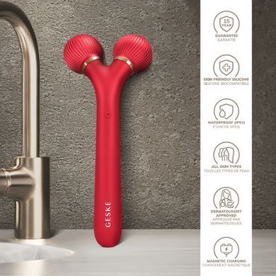 Електронний ультразвуковий ролик для обличчя GESKE Sonic Facial Roller 4в1 red HB0633 фото Купити Електронний ультразвуковий ролик для обличчя GESKE Sonic Facial Roller 4в1 red  GESKE 1 699 грн