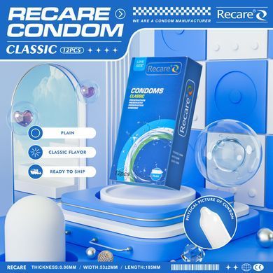 Презервативи Recare Classic Condoms 12 шт, класичні SX3327 фото Купити Презервативи Recare Classic Condoms 12 шт, класичні  Recare (Китай) 109 грн