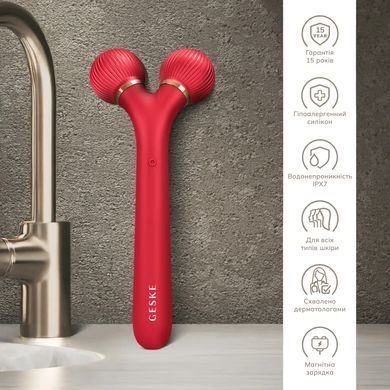 Електронний ультразвуковий ролик для обличчя GESKE Sonic Facial Roller 4в1 red HB0633 фото Купити Електронний ультразвуковий ролик для обличчя GESKE Sonic Facial Roller 4в1 red  GESKE  2 109 грн