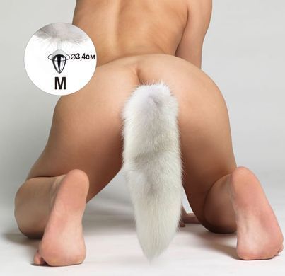 Металлическая анальная пробка с хвостом из натурального меха Art of Sex size M White fox SO6184 фото Купить   Art of Sex  2 152 грн