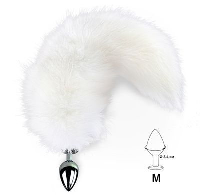 Металлическая анальная пробка с хвостом из натурального меха Art of Sex size M White fox SO6184 фото Купить   Art of Sex  2 152 грн