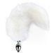 Металлическая анальная пробка с хвостом из натурального меха Art of Sex size M White fox SO6184 фото 1