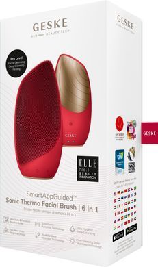Електронна звукова термо щітка для обличчя GESKE Sonic Thermo Facial Brush 6в1 red HB0634 фото Купити Електронна звукова термо щітка для обличчя GESKE Sonic Thermo Facial Brush 6в1 red  GESKE 2 129 грн