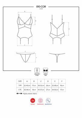 Сатиновый кружевной корсет Obsessive 810-COR-2 babydoll & thong S/M, белый, корсет, танга SO7158 фото Купить   Obsessive (Польща) 1 792 грн